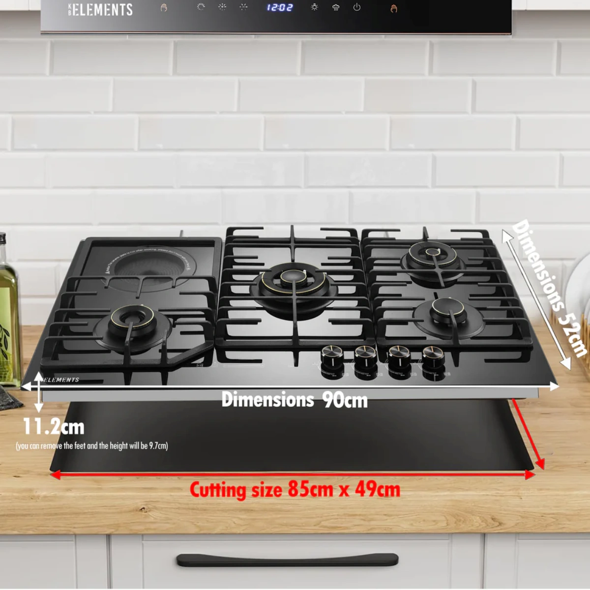KB Elements Built-in Gas Cooktop ( 4 Gas Burners + 1 Electric Cooker ) ELK131GH5 – WEBP -4